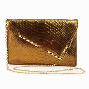 BE & D Snake Embossed Leather Clutch